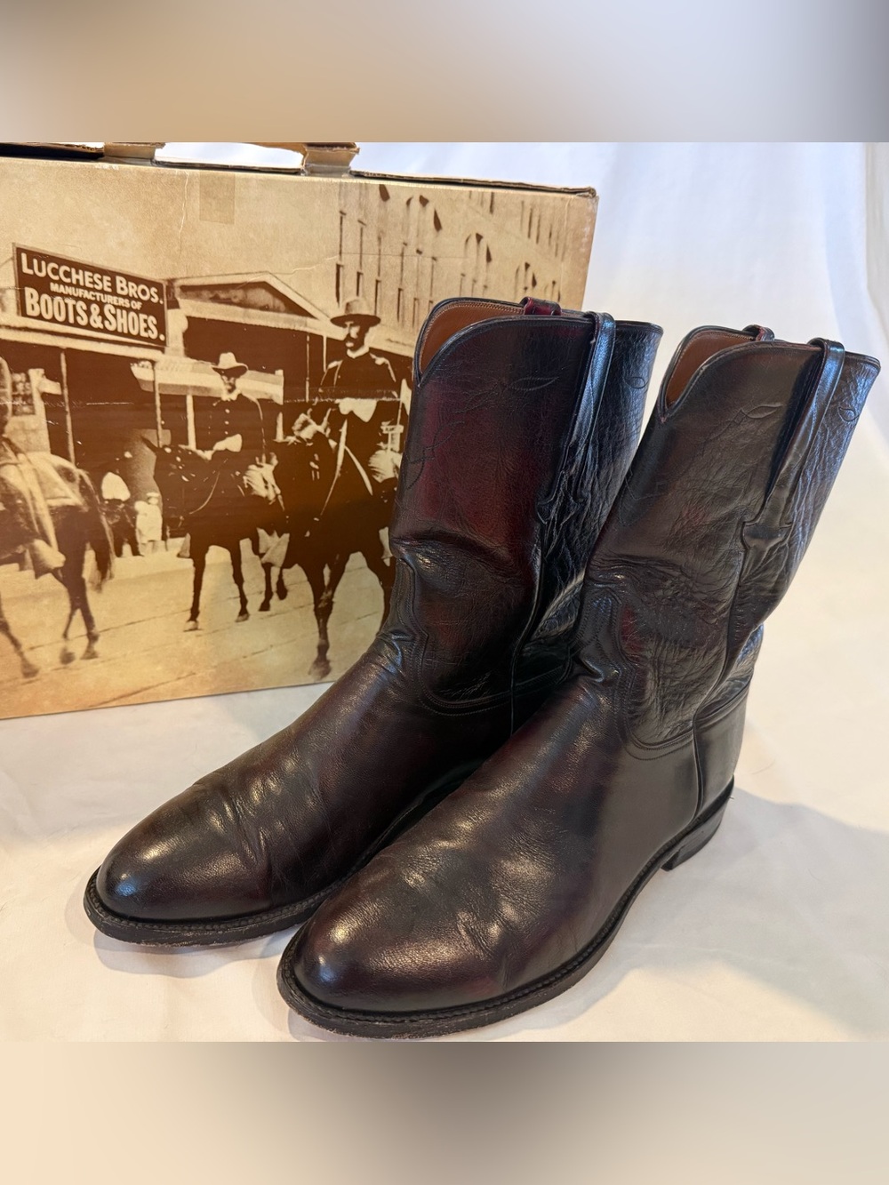 Lucchese Black Cherry Roper Men's Cowboy Boots